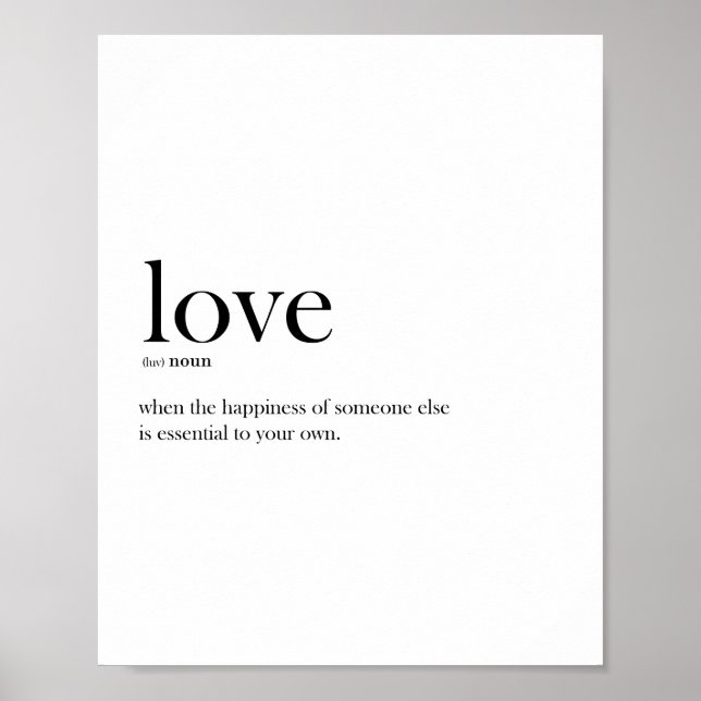 Affiche Définition de l'amour en typographie scandi modern (Devant)