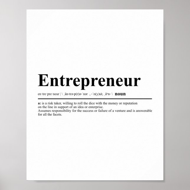 Affiche Définition de l'entrepreneur | Devis motivationnel (Devant)
