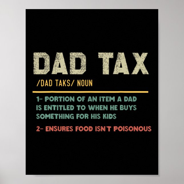 Affiche Définition de l'impôt Drôle Fête des pères papa bl (Devant)