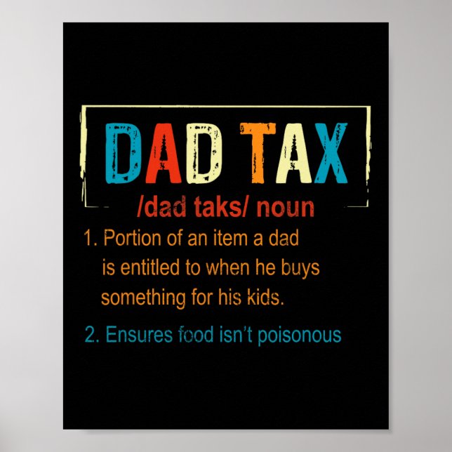 Affiche Définition de l'impôt Fête des pères amusante Homm (Devant)