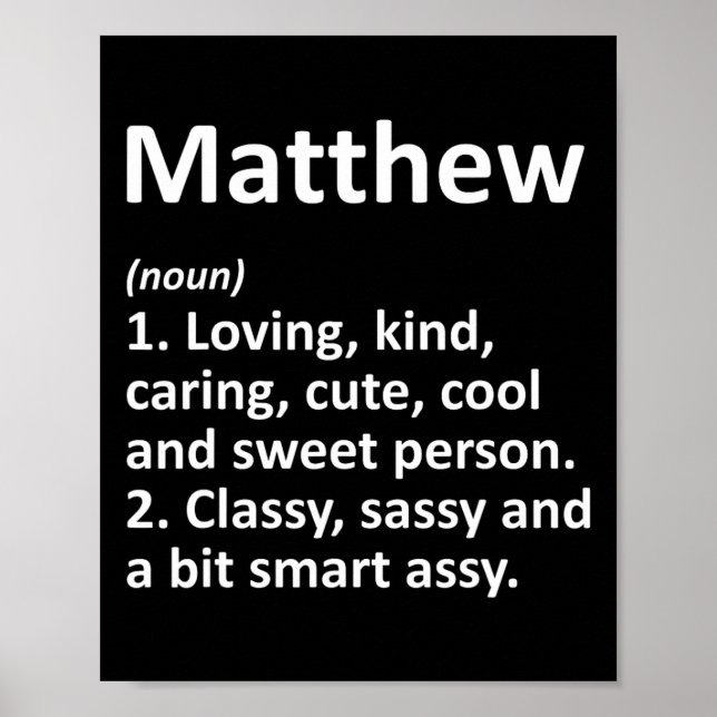 Affiche Définition de Matthew Nom personnalisé Joyeux Anni (Devant)