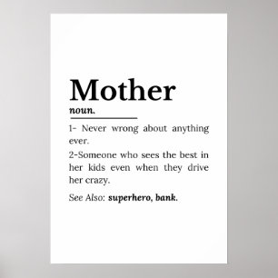 Affiche Définition de mère Citation drôle de maman