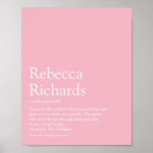 Affiche Définition de nom Féminin Rose Typographique Moder