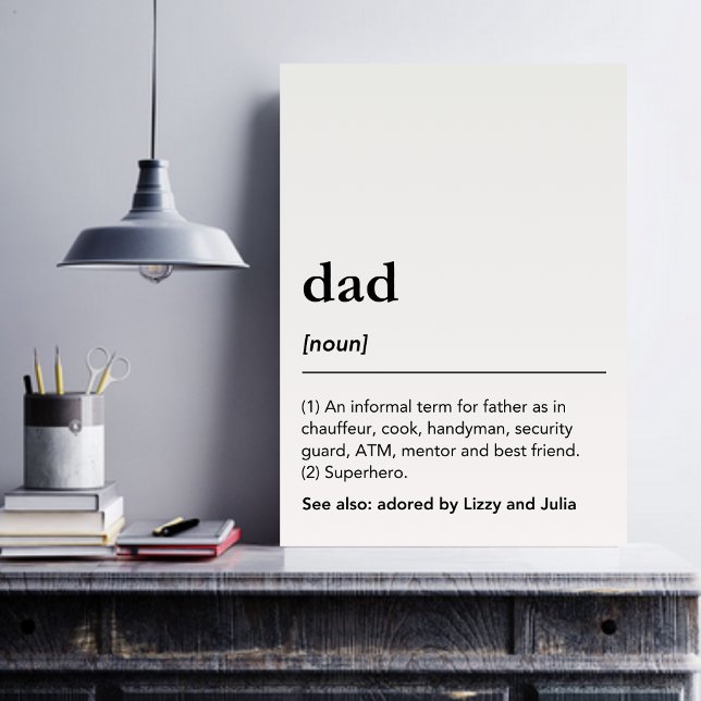 Affiche Définition de papa drôle noms d'enfants noir et bl (Créateur téléchargé)