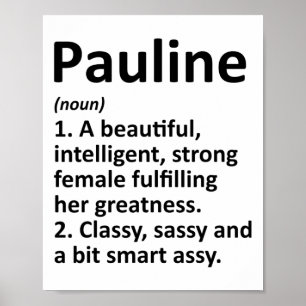 Affiche Définition de Pauline Nom Personnalisé Drôle de No