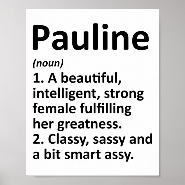 Affiche Définition de Pauline Nom Personnalisé Drôle de No (Devant)
