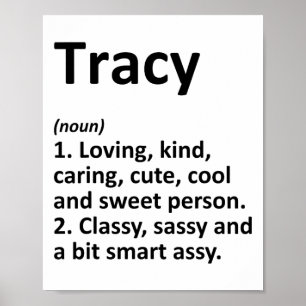 Affiche Définition de Tracy Nom Personnalisé Cadeau Drôle