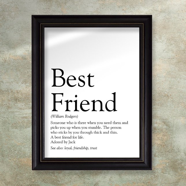 Affiche Définition de votre meilleur ami typographie moder (Your Best Friend Definition Typographic Modern Fun Poster)