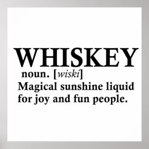 Affiche Définition de whiskey citations drôles sur l'alcoo