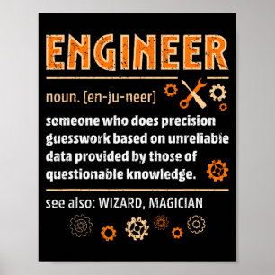 Affiche Définition d'ingénieur Drôle Ingénierie Nerd Scien