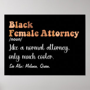 Affiche Définition drôle d'avocate noire féminine Avocats