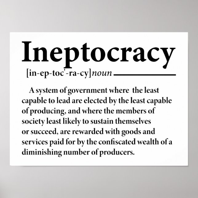 Affiche Définition drôle de l'ineptocratie (Devant)
