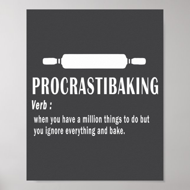 Affiche Définition drôle de Procrastibaking - Amoureux de  (Devant)