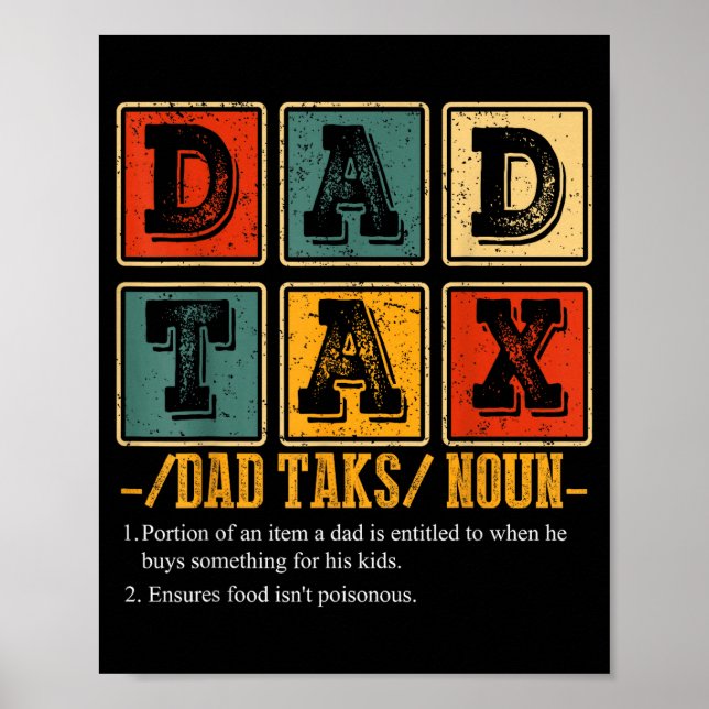 Affiche Définition drôle de taxe papa rétro Daddy Papa hum (Devant)