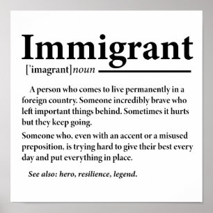 Affiche Définition drôle d'immigrant Immigrants Immigratio
