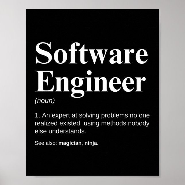 Affiche Définition drôle d'ingénierie d'ingénieur logiciel (Devant)