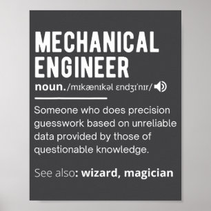 Affiche Définition drôle d'ingénieur mécanique Ingénierie 