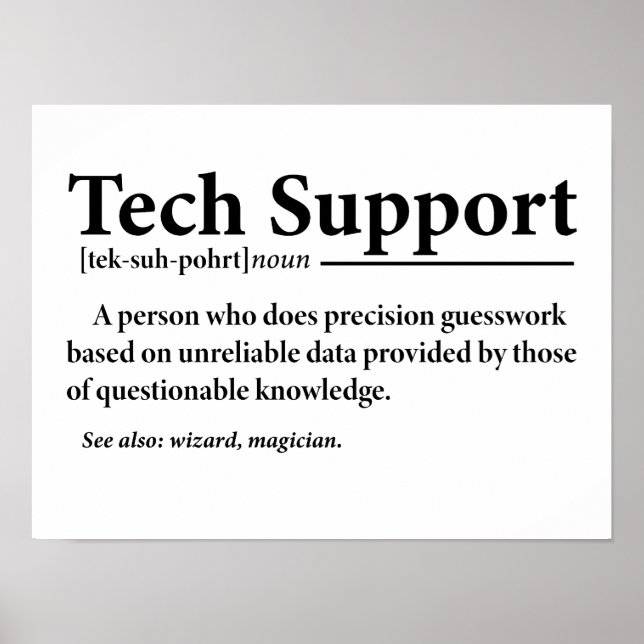Affiche Définition drôle du support technique  (Devant)