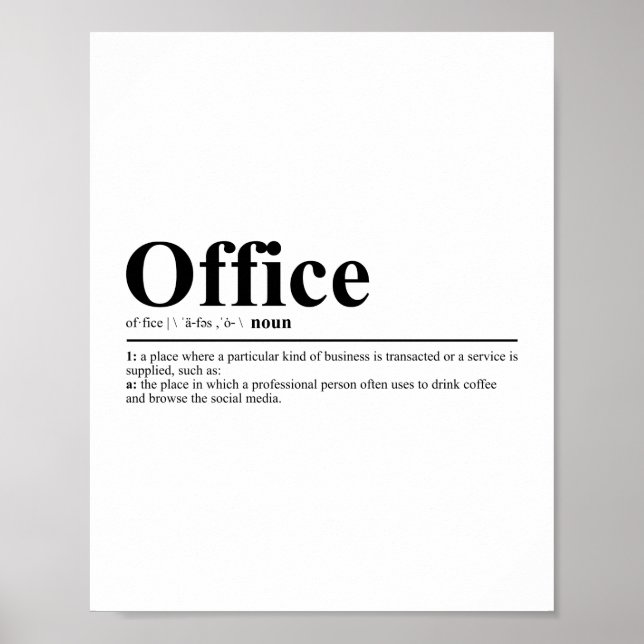 Affiche Définition du bureau | Citation drôle (Devant)