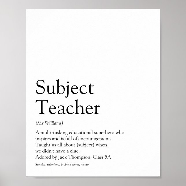 Affiche Définition du Meilleur Professeur du Monde (Devant)