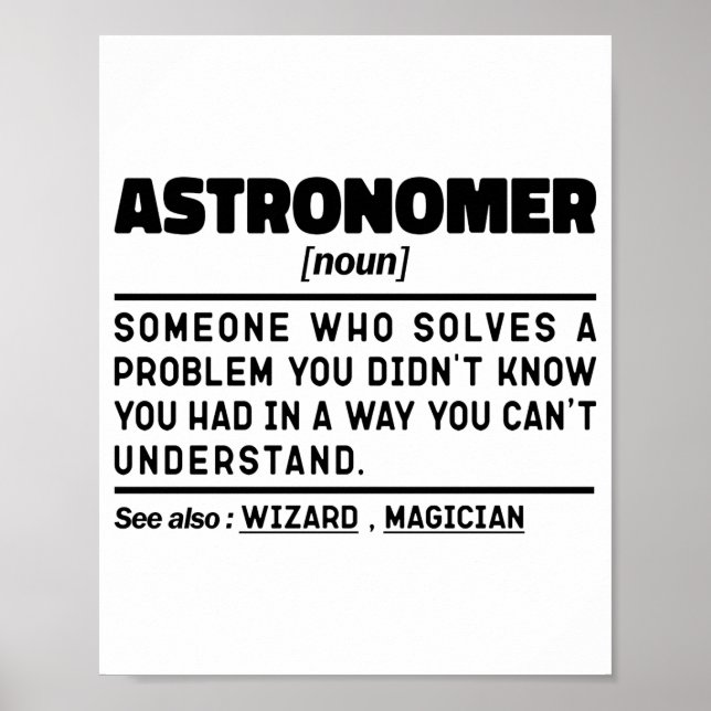 Affiche Définition du nom d'astronome Citations drôles de  (Devant)