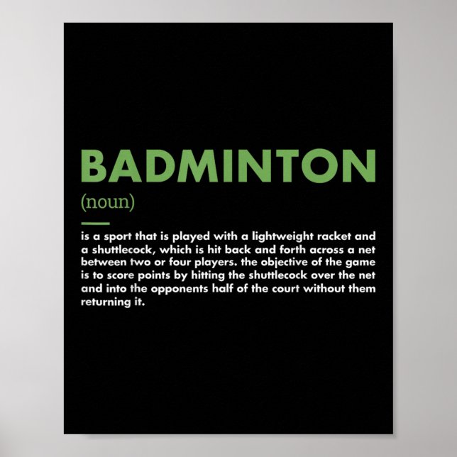 Affiche Définition du sport Badminton (Devant)