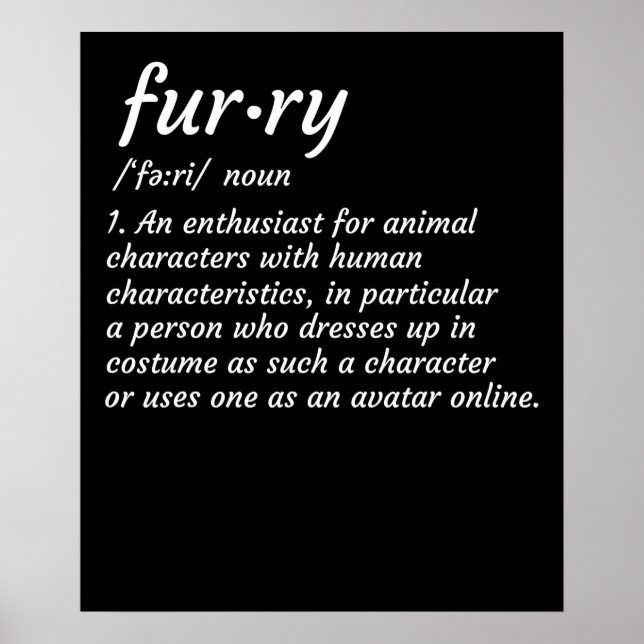 Affiche Définition Furry Fandom Furries Conception Cosplay (Devant)