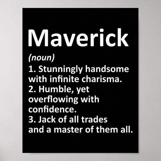 Affiche Définition Maverick Nom Personnalisé Drôle Naissan (Devant)