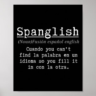 Affiche Définition Spanglish Prof de espagnol bilingue drô