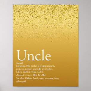Affiche Définition Tonton Funcle Moderne Paillettes Dorées