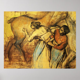 Affiche Degas - Deux blanchisseuses et un cheval 1902