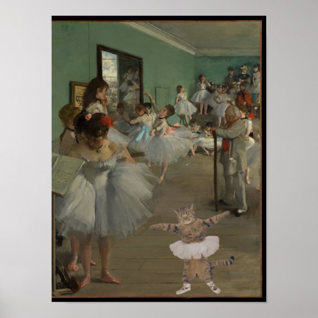 Affiche Degas' La Classe de danse avec chat Ballet (Devant)