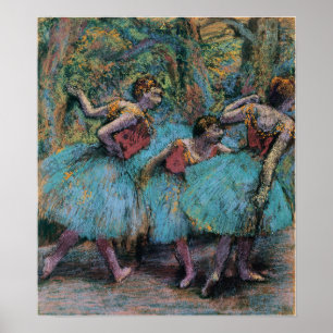 Affiche Degas - Trois danseuses (Tutus bleus, corps rouges