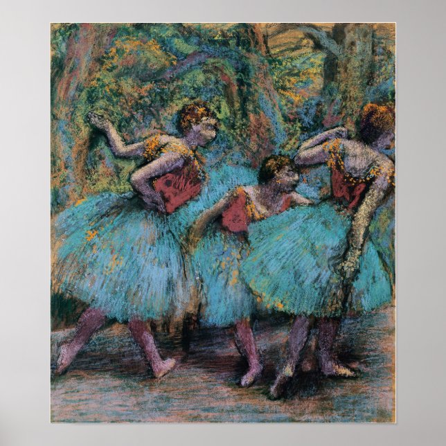 Affiche Degas - Trois danseuses (Tutus bleus, corps rouges (Devant)