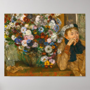 Affiche Degas Une Femme assise à côté d'un vase de fleurs