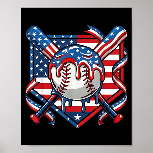 Affiche Dégoulinade de baseball pour garçons Dégoulinade d (Devant)