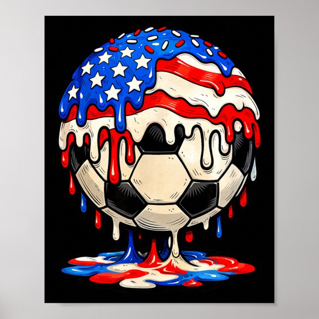 Affiche Dégoulinade de foot drapeau américain paillettes p (Devant)
