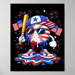 Affiche Dégout de baseball Drapeau américain Usa Garçons E