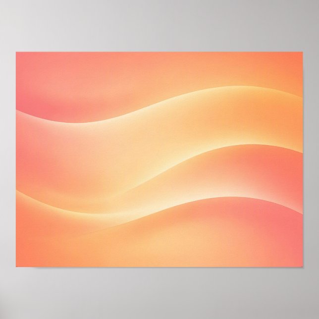 Affiche Dégradé chaud de corail pêche Abstrait Vagues (Devant)