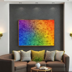 Affiche Dégradé de triangle géométrique arc-en-ciel vibran
