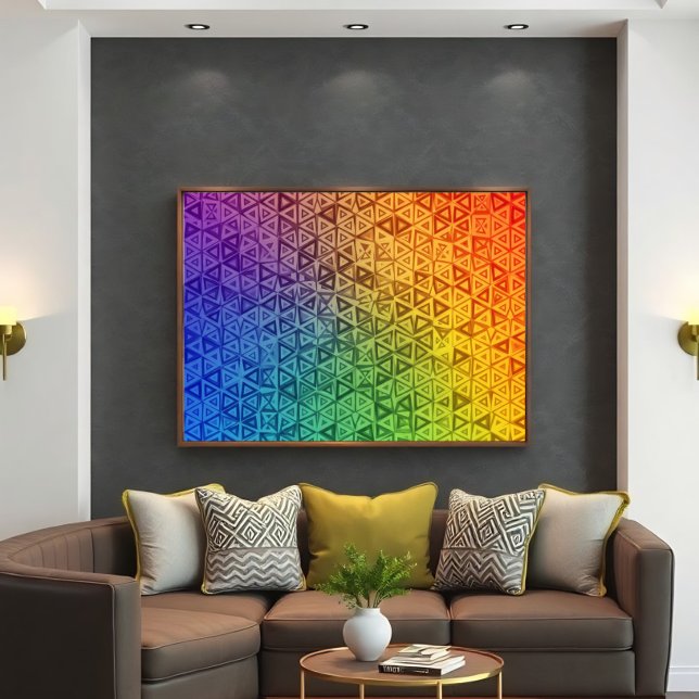 Affiche Dégradé de triangle géométrique arc-en-ciel vibran (Créateur téléchargé)