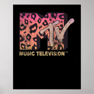 Affiche Dégradé Empreinte de léopard du logo MTV rétro
