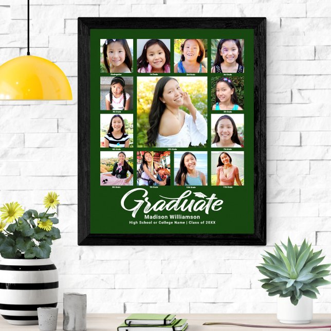 Affiche Dégradé vert K–12 Script Collage photo Moderne (Créateur téléchargé)