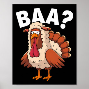 Affiche Déguisement d'agneau drôle de dinde de Thanksgivin
