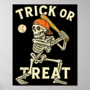 Affiche Déguisement de baseball de squelette Halloween drô