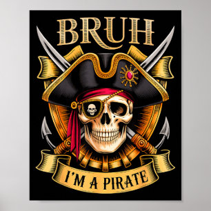 Affiche Déguisement de crâne de pirate drôle pour Hallowee