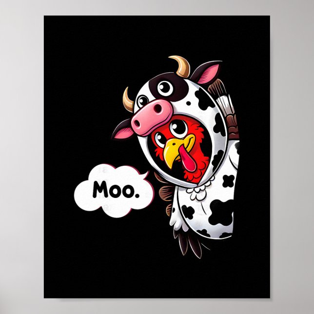 Affiche Déguisement de dinde de vache Moo drôle de Thanksg (Devant)