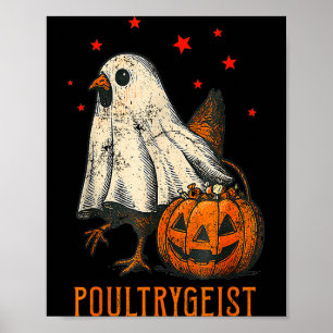 Affiche Déguisement de fantôme de poulet drôle d'Halloween