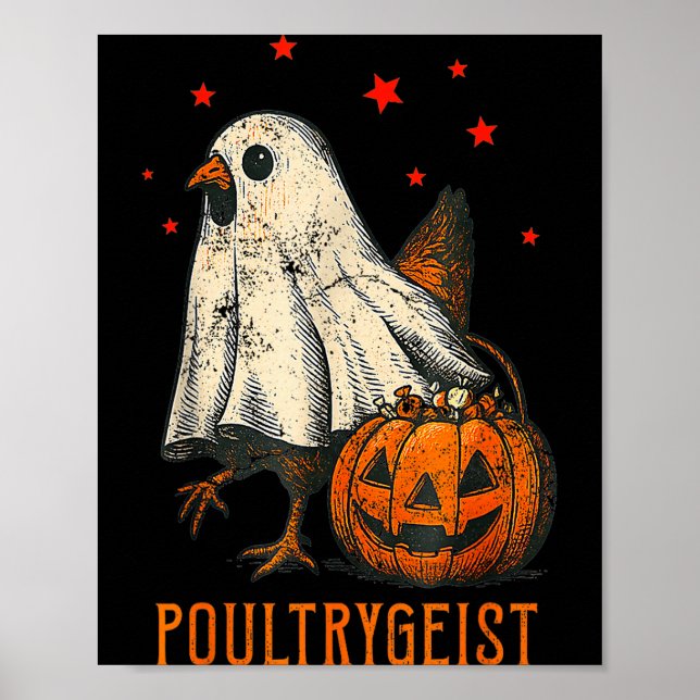 Affiche Déguisement de fantôme de poulet drôle d'Halloween (Devant)