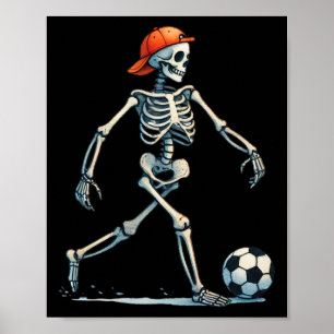Affiche Déguisement de foot de squelette d'Halloween drôle